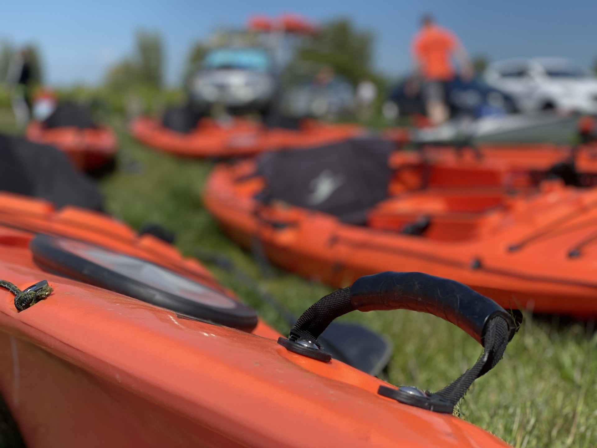 Oval hatches on the front of kayaks.