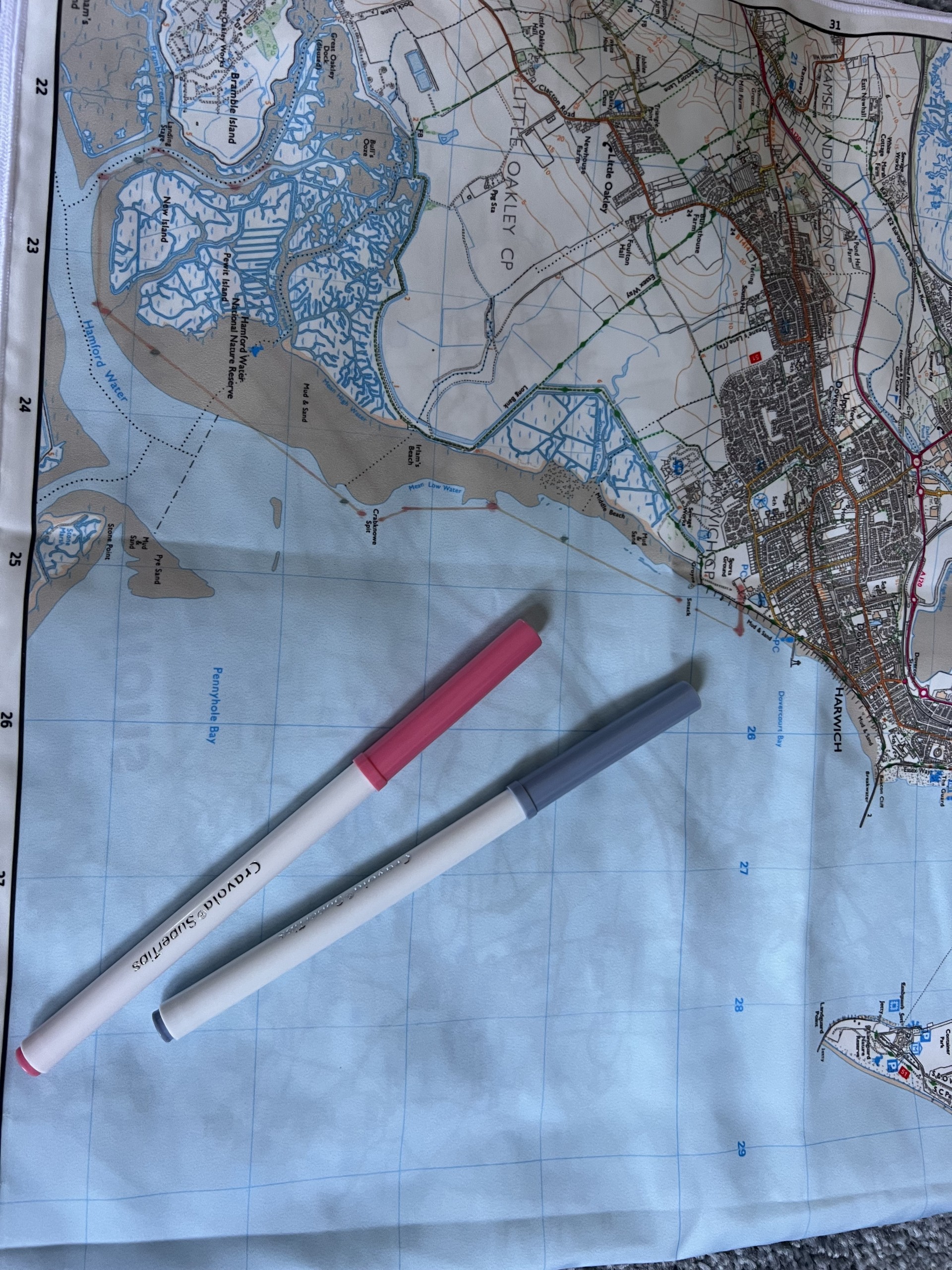 Marking pens for cloth maps with NOMAD Sea Kayaking.