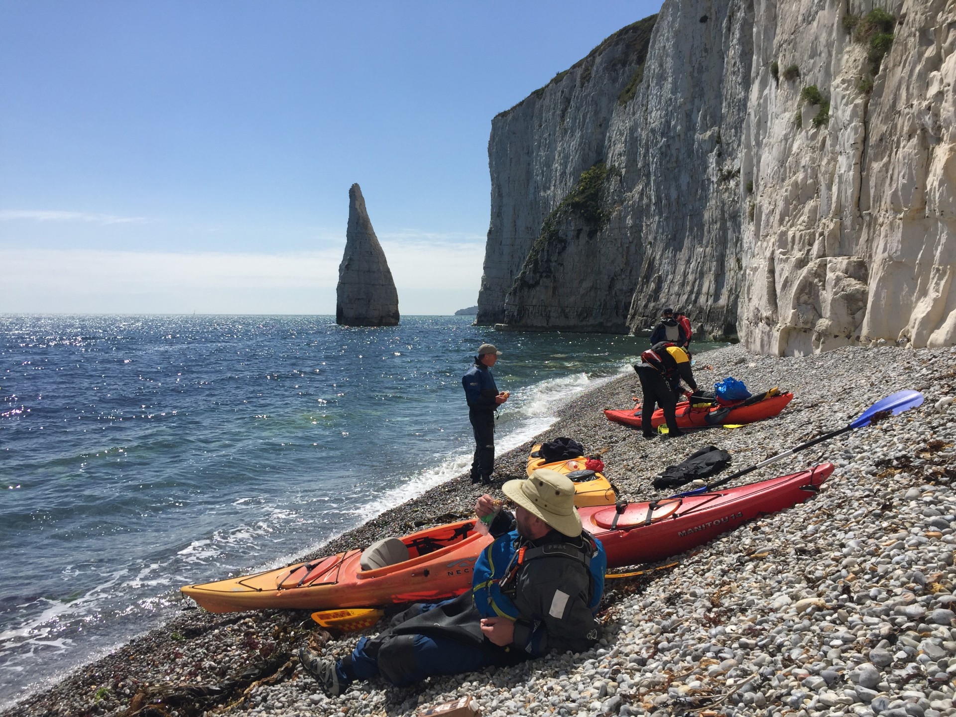 Paddling around Old Harry rocks in Dorset with NOMAD Sea Kayaking.