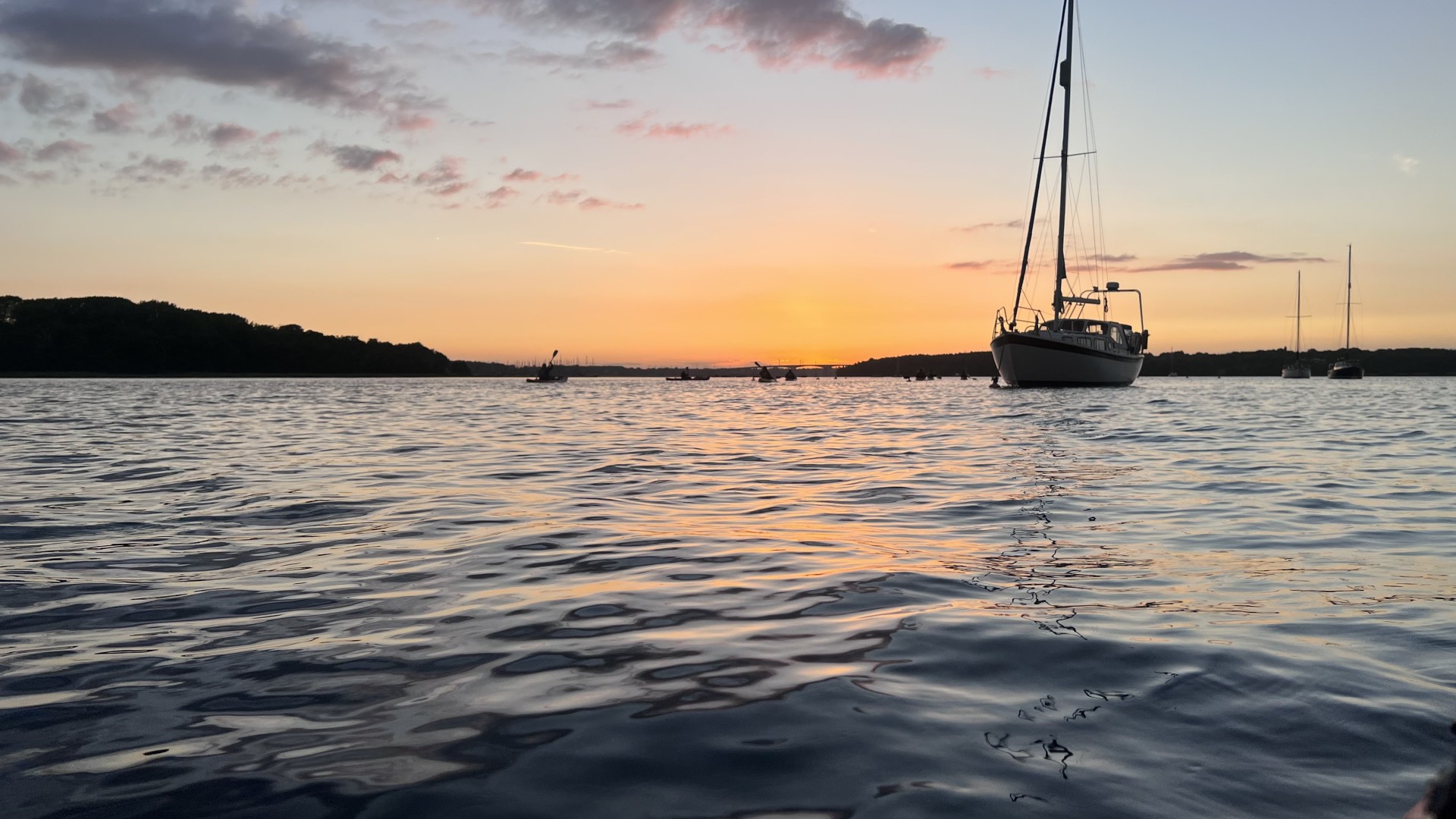 Beautiful evening sunset with Moonlight Kayaking Trip & NOMAD Sea Kayaking.