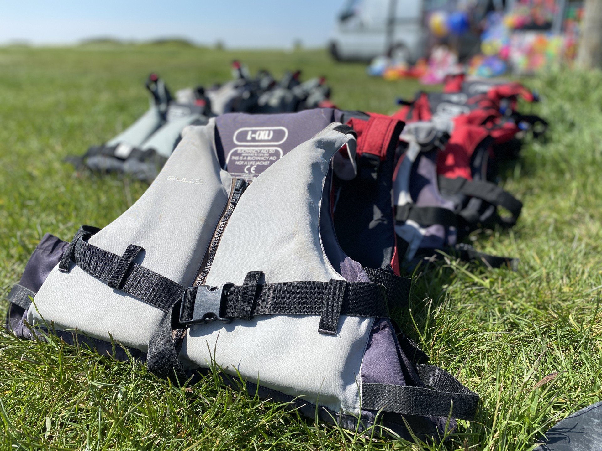 Buoyancy aids ready for use with NOMAD Sea Kayaking.