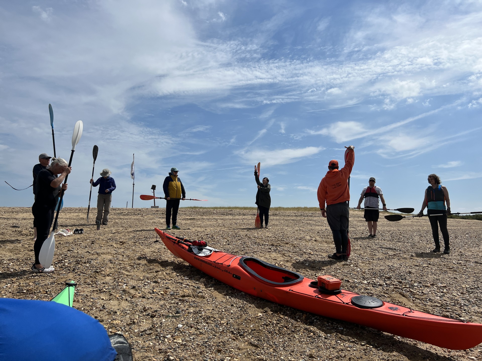 Warm up before launching kayaks.