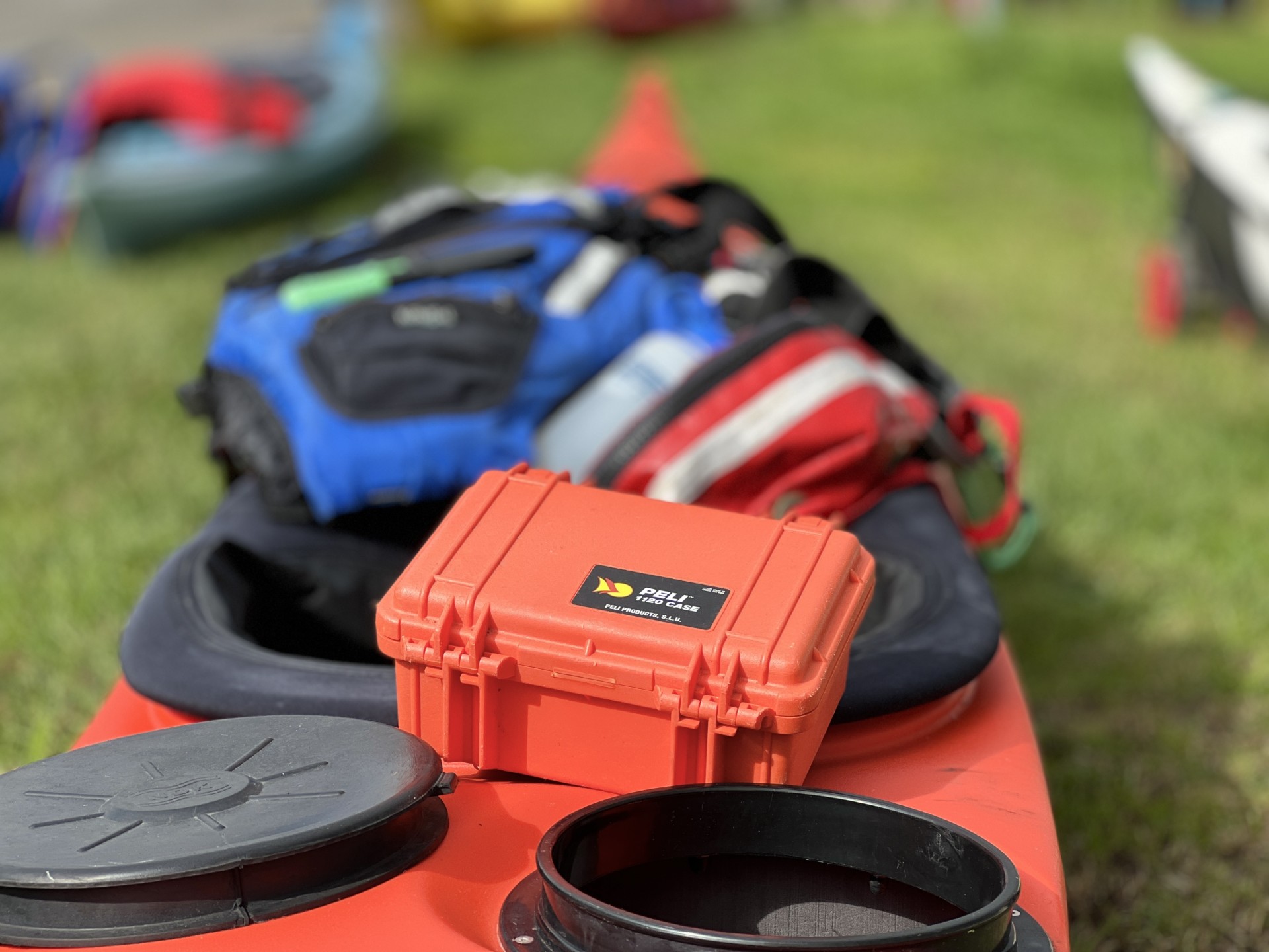 Peli waterproof box and sea kayak.